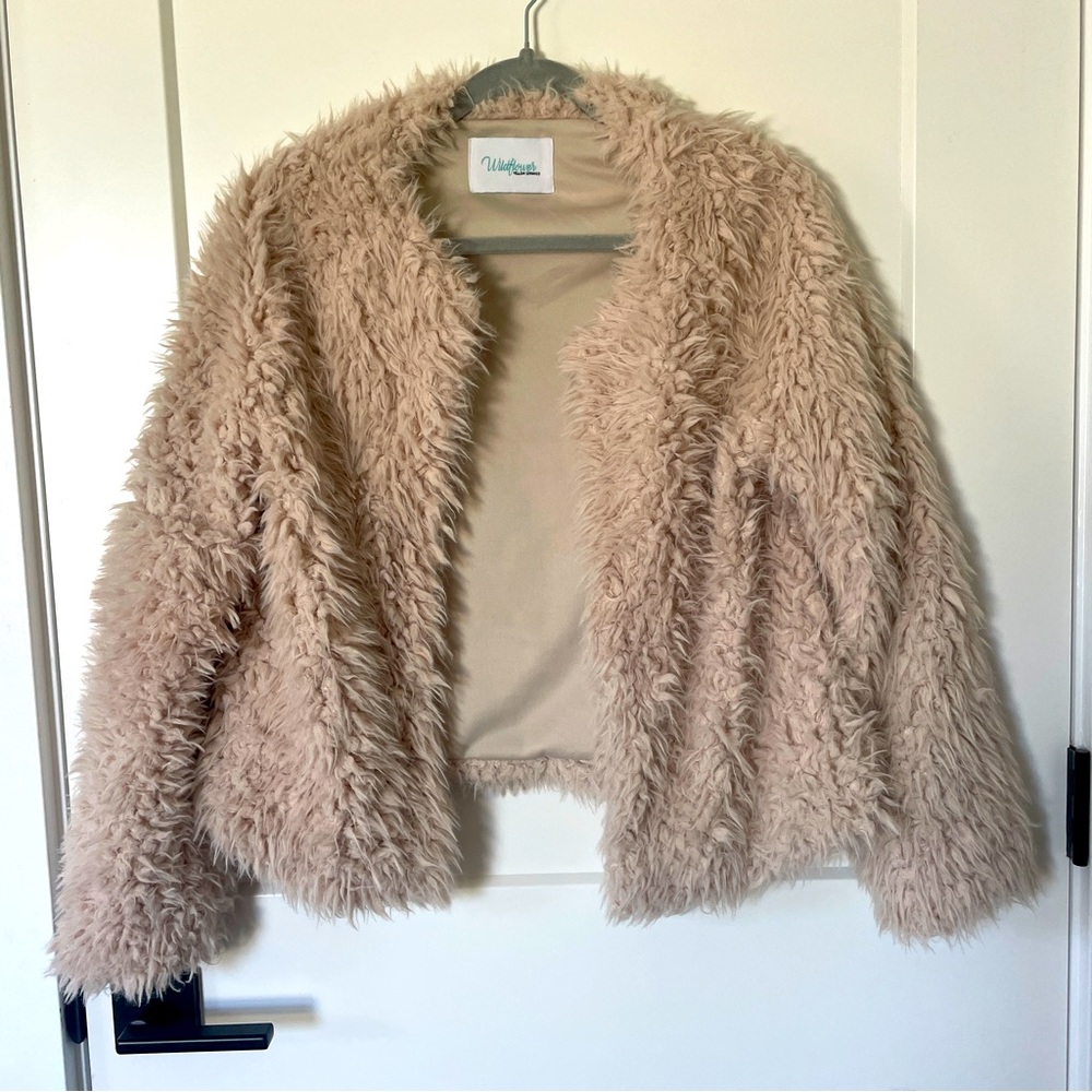 Light pink/beige Shaggy Faux Fur Jacket